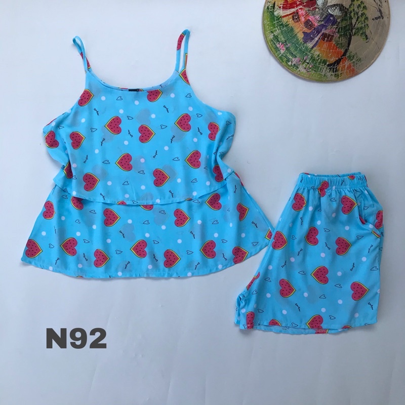 Đồ Bộ Nữ Tole Lanh Quần Ngắn Áo Dây 2 Lớp VNXK