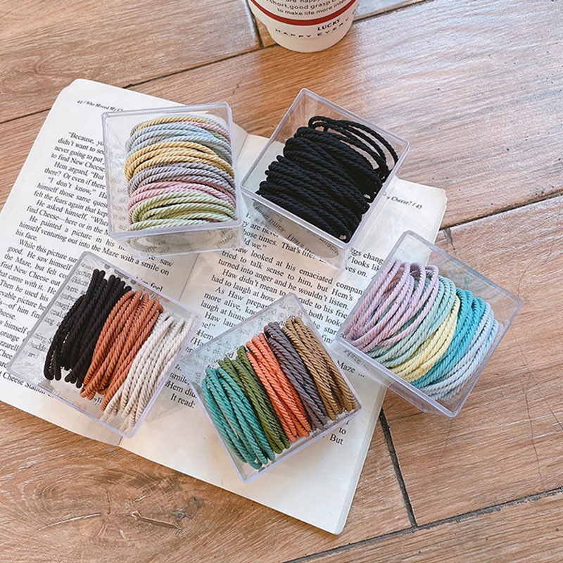 Set 50 Dây Buộc Tóc Co Giãn Nhiều Màu Sắc Ngọt Ngào Cho Nữ