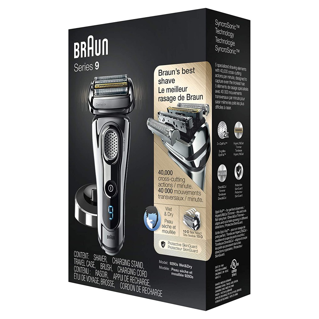 Máy cạo râu Braun Series 9 9293s Men's Electric Foil Shaver with Wet & Dry