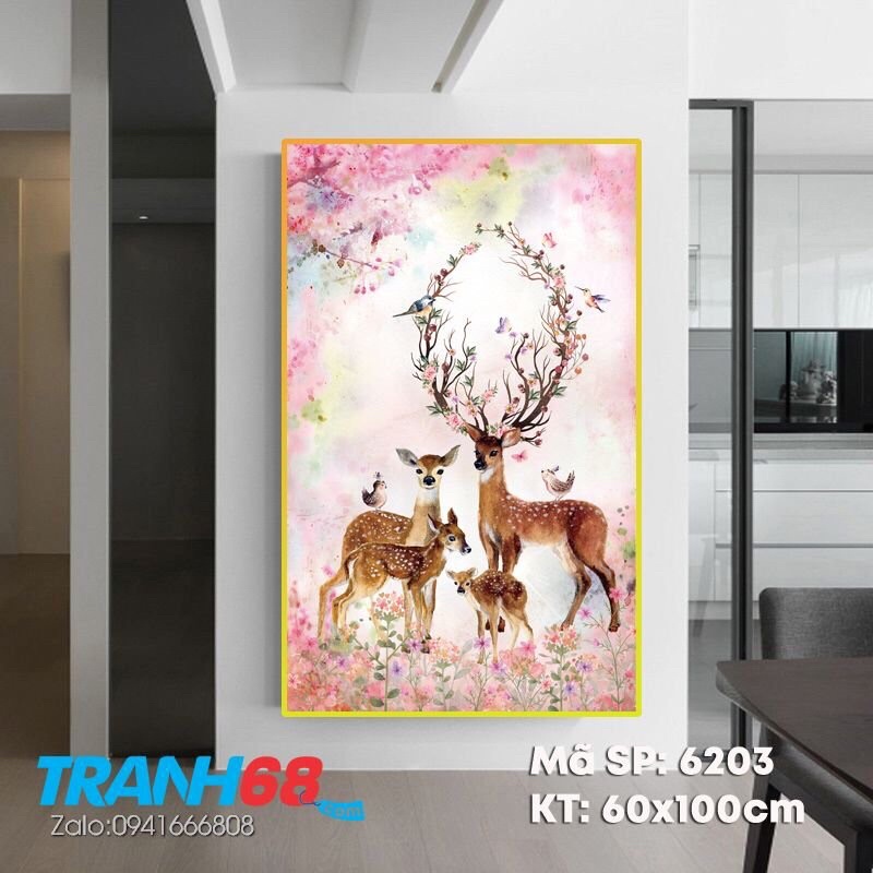 Tranh Đính Đá Mẫu Mới nhất Hươu Tài lộc.