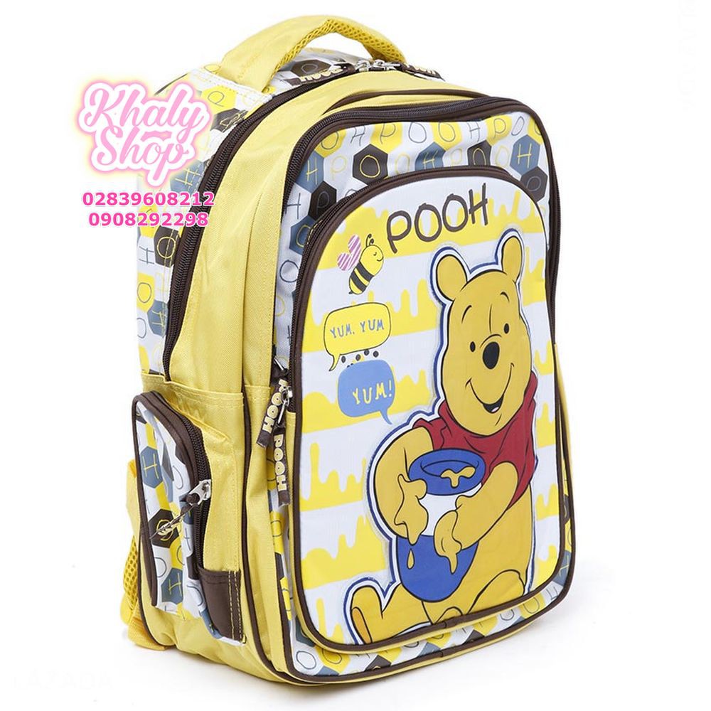 Balo trẻ em 16'' hình chú gấu Pooh Winnie màu vàng dành cho học sinh , bé trai - BLPO16VT (30x15x40cm)