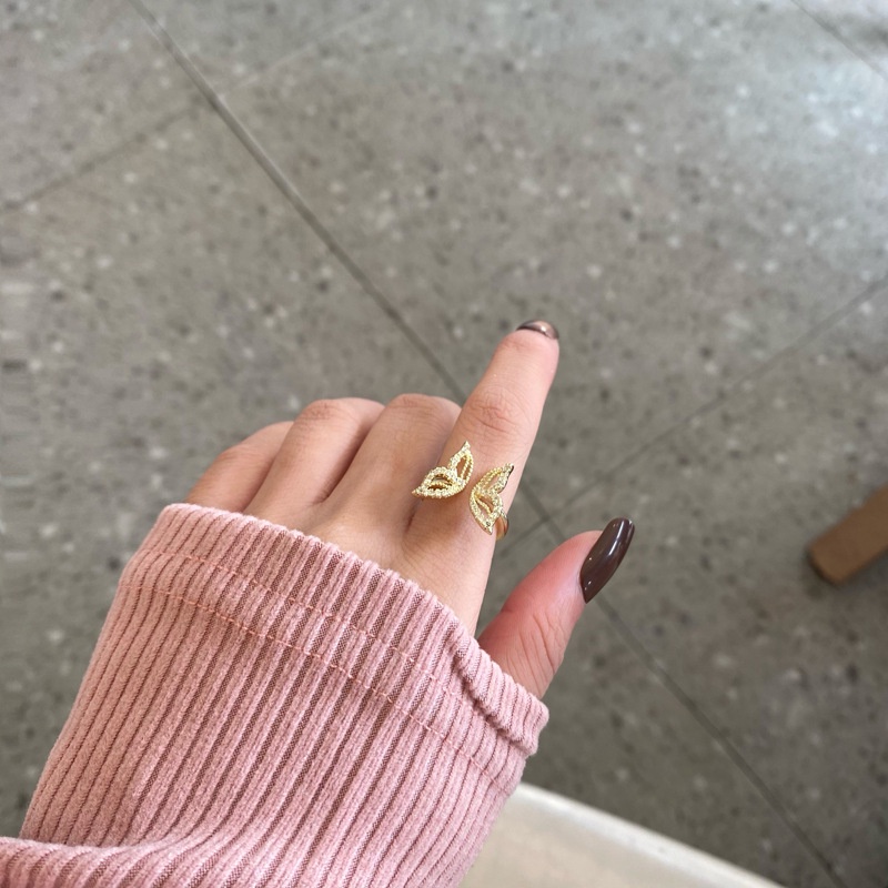 Nhẫn Ahellogirl hình nơ bướm đính đá phong cách Hàn Quốc