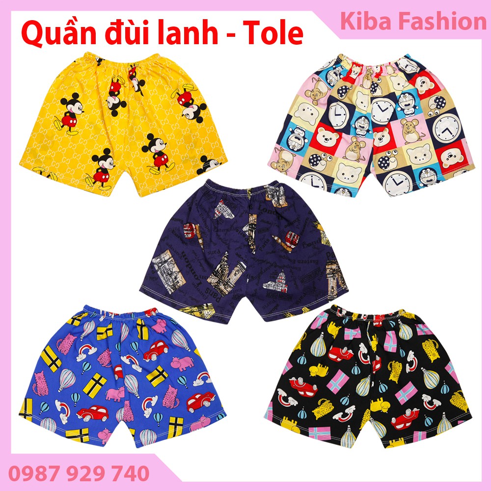 10 Quần đùi Lanh (Tole) Mùa Hè Mát, Mềm, Mịn Cho Bé trai bé gái,Từ 4-16kg QĐTKBS