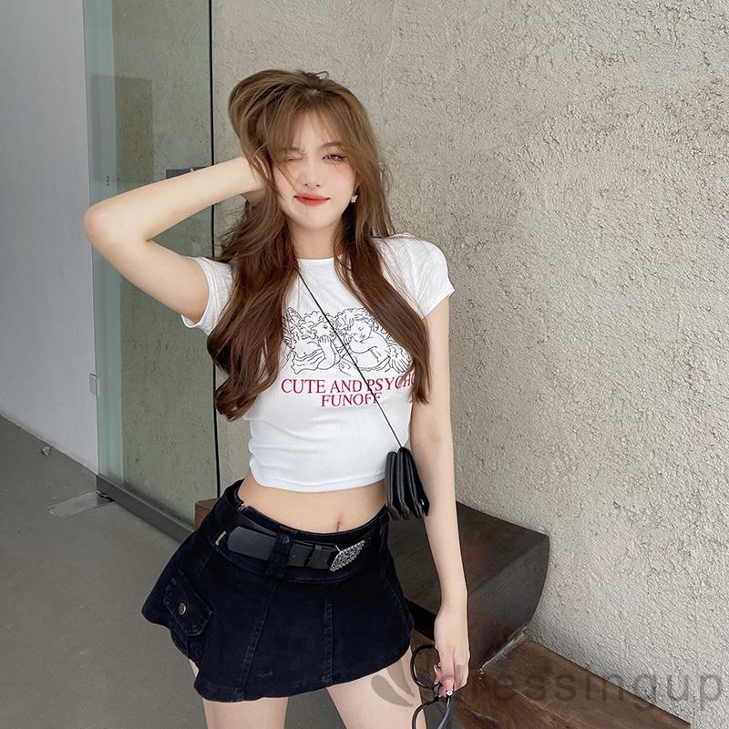 Áo Thun Ngắn Tay Cổ Tròn In Chữ Cá Tính Dành Cho Nữ