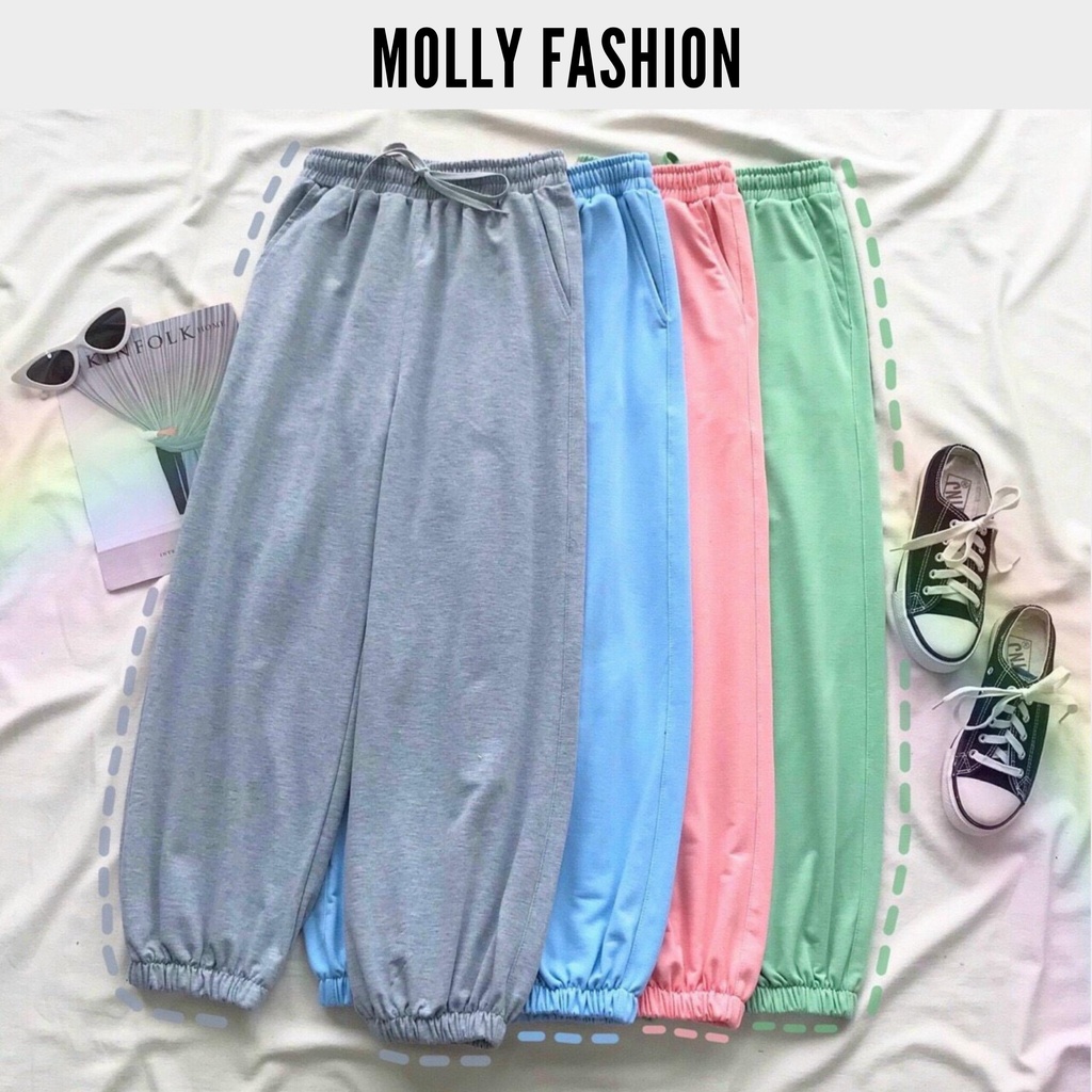Quần JOGGER TRƠN BO GẤU form rộng UnisexFreesize dành cho nam nữ Molly Fashion