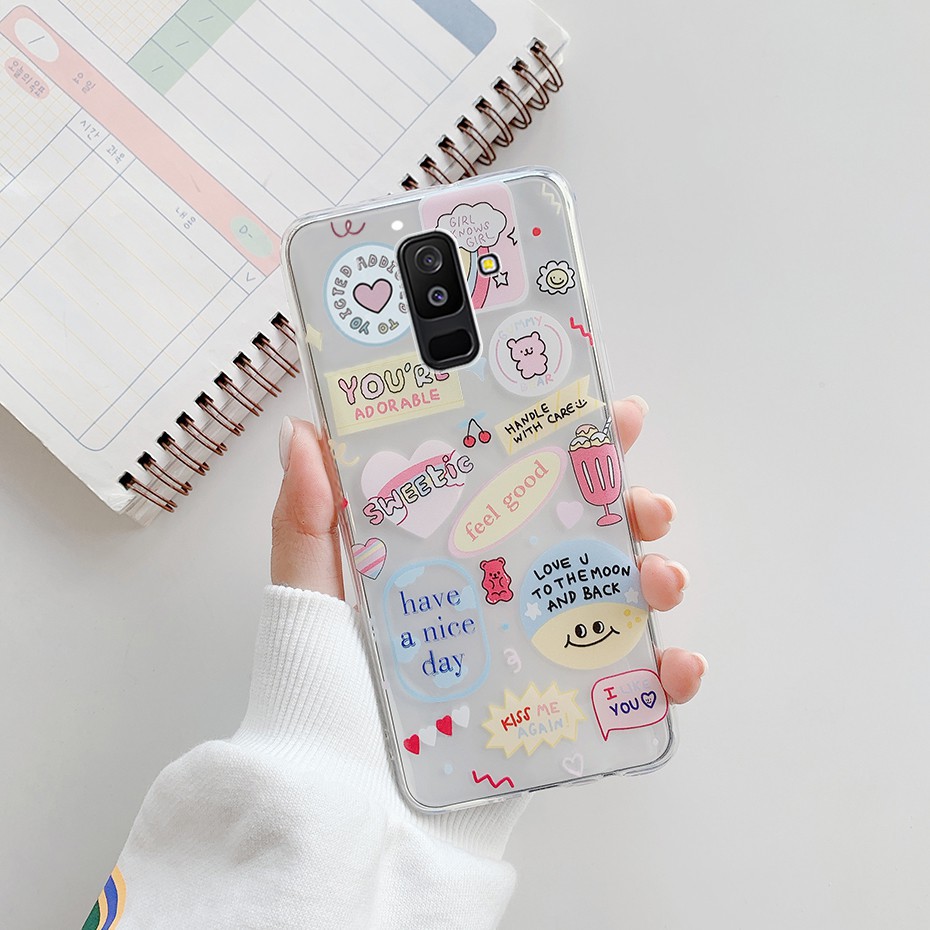 Ốp điện thoại silicon mềm trong suốt hình tem nhãn SM-J810Y cho Samsung Galaxy J8 2018 J810 J810F