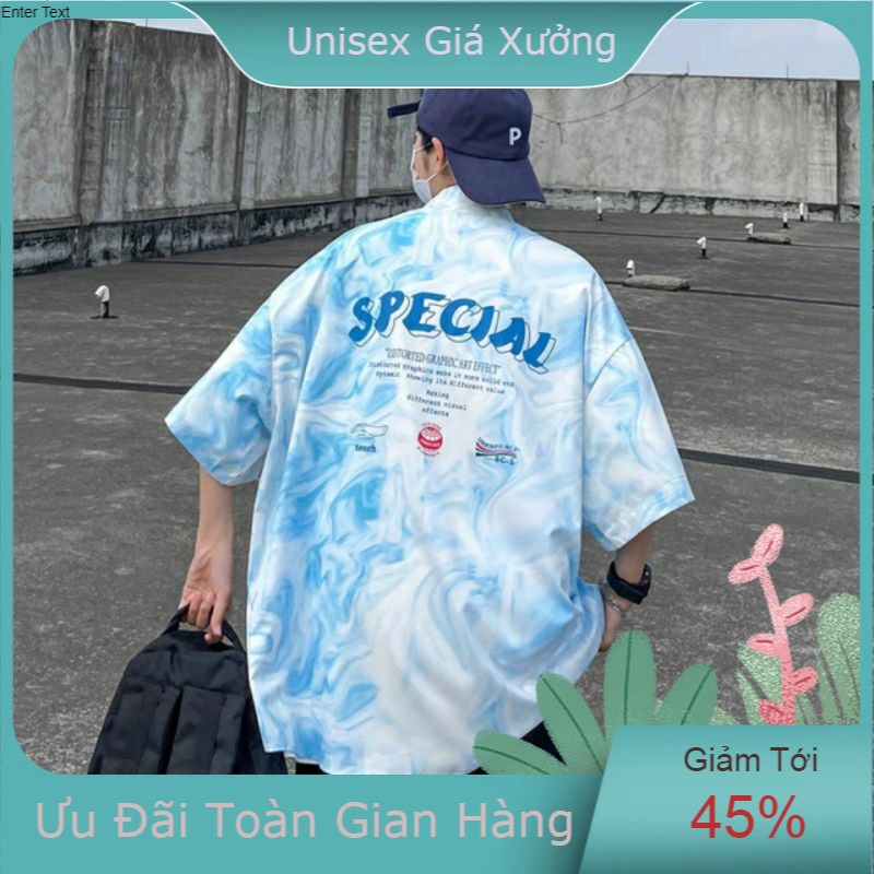 Áo Sơ Mi Tay Ngắn Unisex Cổ Bẻ Phong Cách Hàn Quốc Freesize