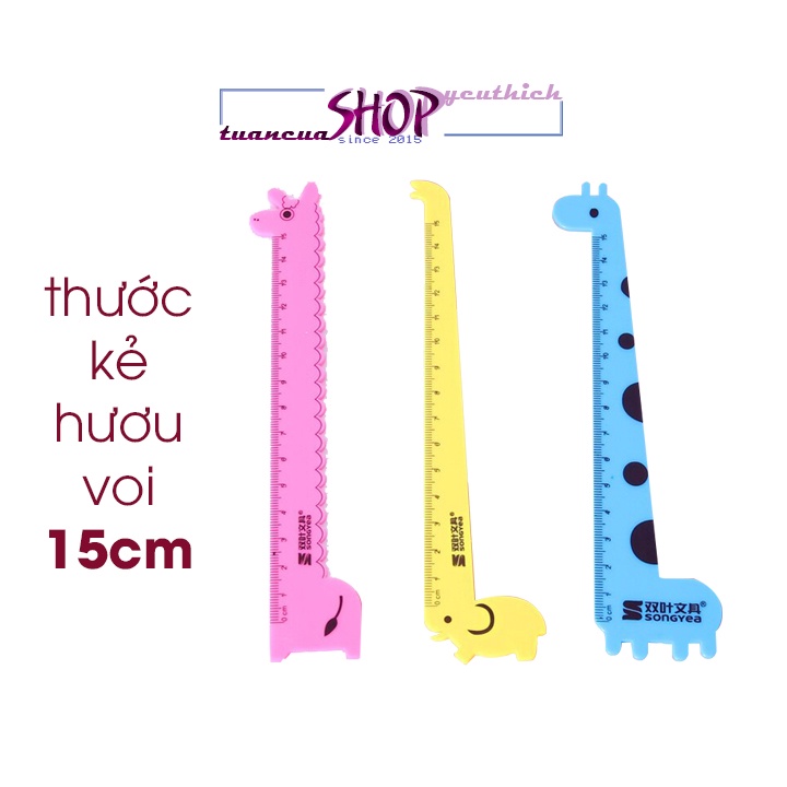 Thước kẻ học sinh hình hươu, voi nhiều màu dễ thương (TKHV02)