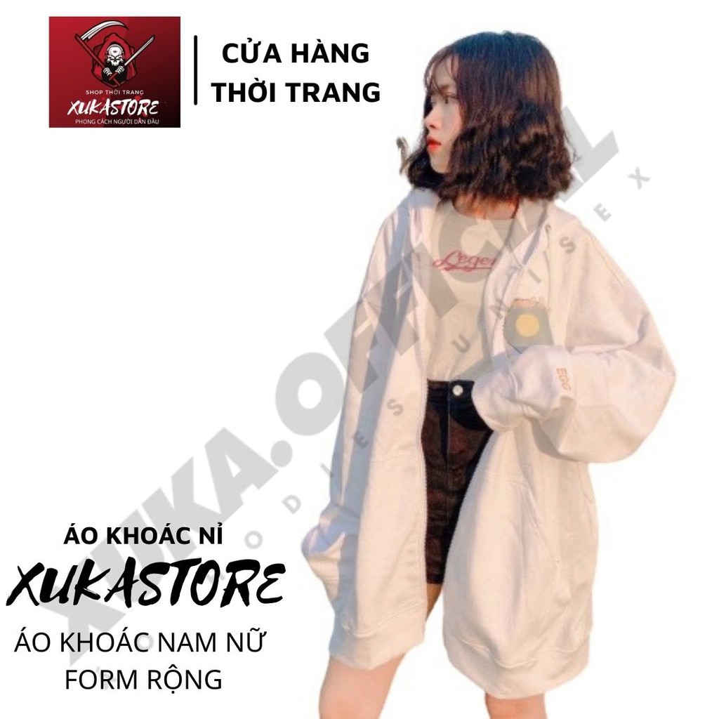 Áo khoác hoodie chống nắng dành cho nam nữ In Hình Egg form rộng unisex loại dây kéo ulzzang XUKA SHOP | BigBuy360 - bigbuy360.vn