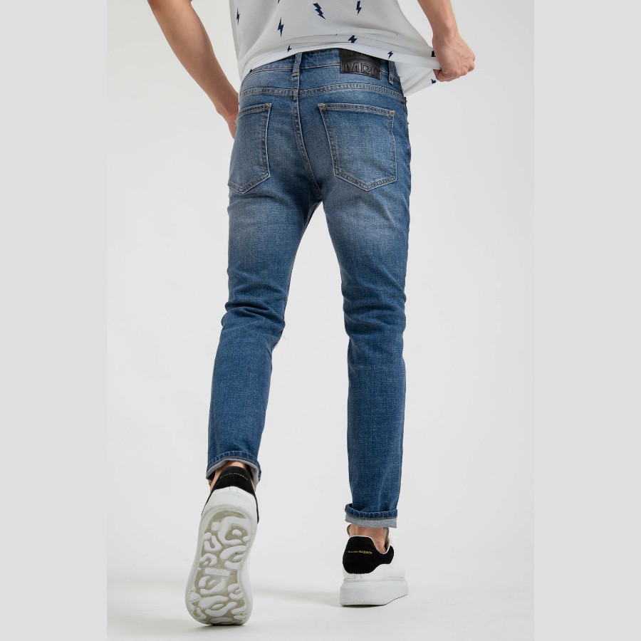 Quần jean dài nam cao cấp xanh denim MRC 207261 chất cotton cao cấp, form ôm vừa vặn, tôn dáng, trẻ trung - MENFIT