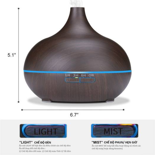 Máy Khuếch Tán Tinh Dầu Bí Ngô Cổ Cao Cỡ Lớn 550 ML Kèm Remote Điều Khiển.