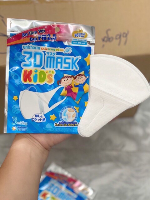 [HÀNG CÓ SẴN] Khẩu trang 3D Mask Kids Unicharm số 1 Nhật Bản dành cho bé