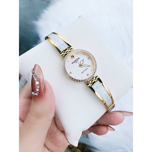 Đồng hồ nữ SUNRISE 9957SA Đính đá sang trọng Kính Sapphire chống xước chống nước