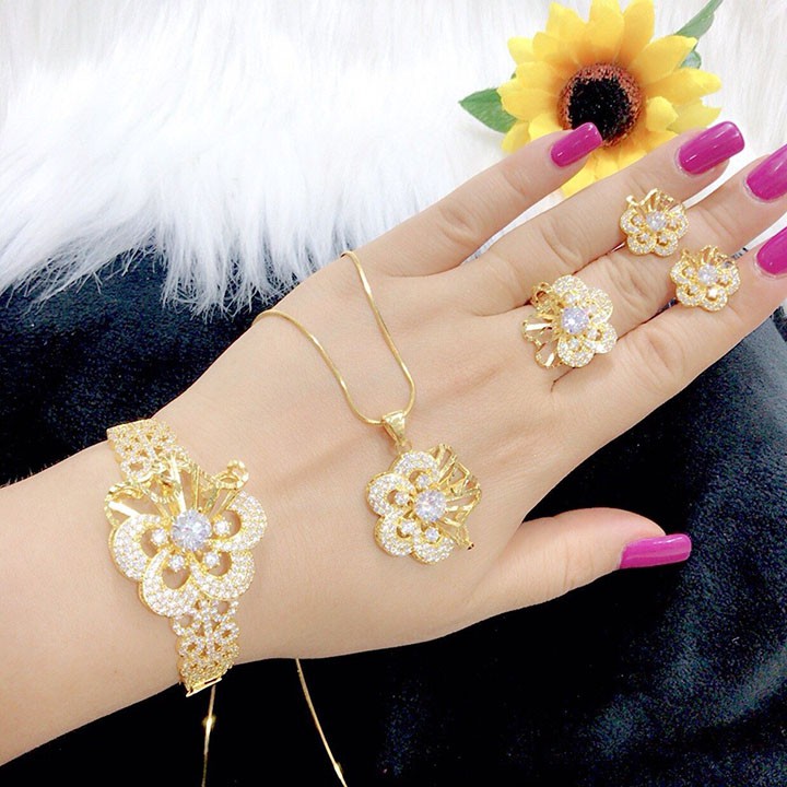 Dây Truyền Hoa Nửa mạ vàng đẹp [ FREESHIP 50K]