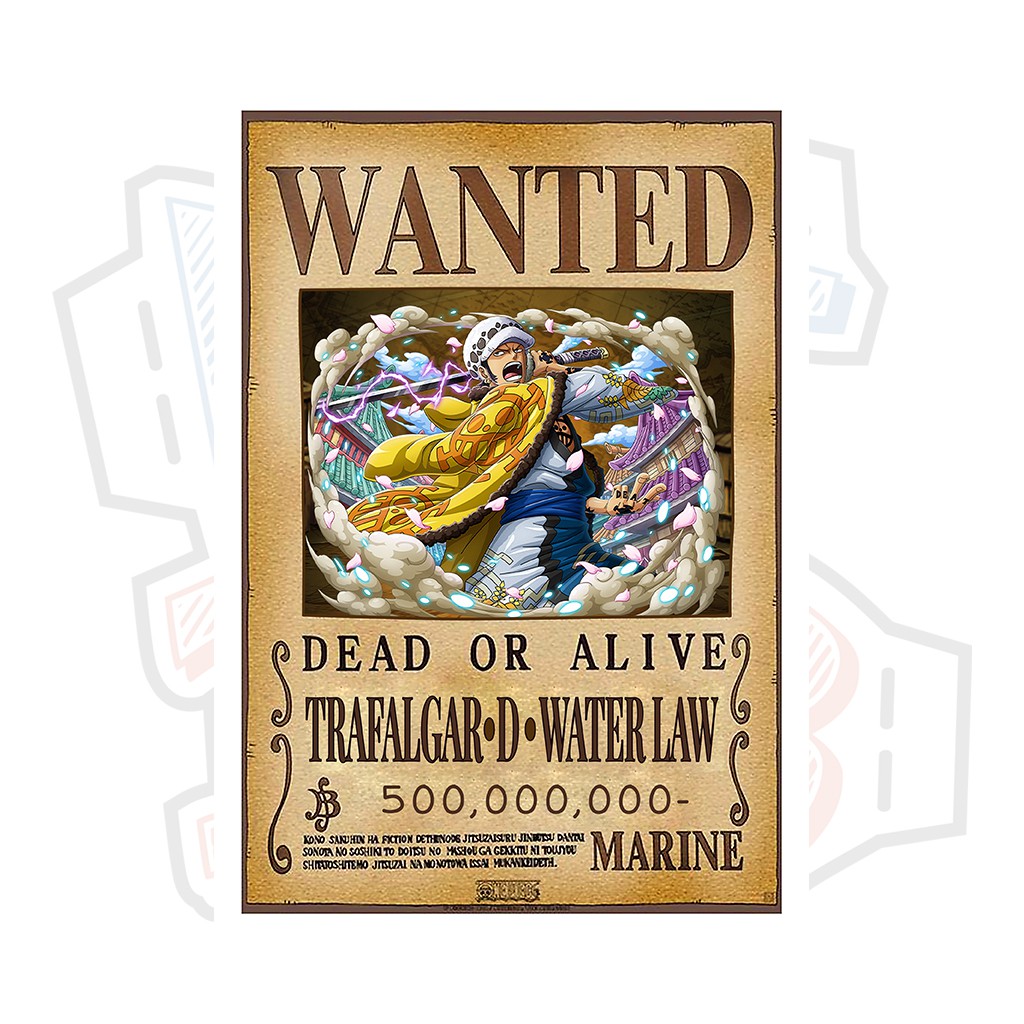 Poster truy nã Trafalgar D. Water Law ver 4 (Timeskip) - One Piece