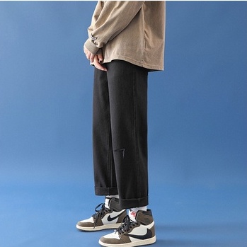 Quần bò ống rộng nam rách gối VNXK màu đen 2021 047 Pon.mens | BigBuy360 - bigbuy360.vn