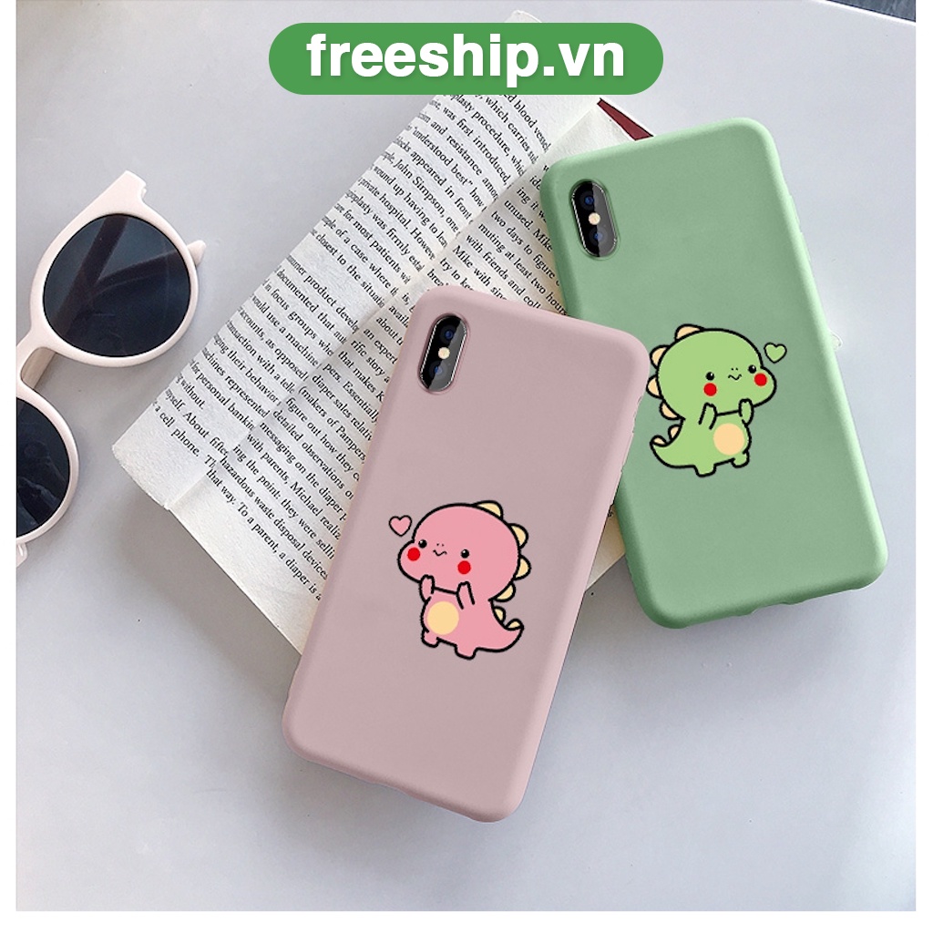 Ốp iphone - Ốp lưng Khủng long búng tim trơn 5/5s/6/6s/6plus/7/8/7plus/8plus/x/xs/xsmax/11/11promax