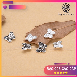 Charm bạc bươm bướm trắng xỏ ngang