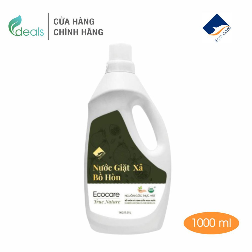 Nước Giặt Xả Hữu Cơ Bồ Hòn tinh dầu Bưởi ECOCARE 1 lít - Bền màu, giữ dáng, làm mềm vải