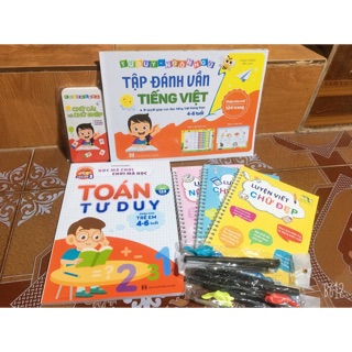 Combo 1 đánh vần TV + Toán tư duy + Luyện viết tự xoá