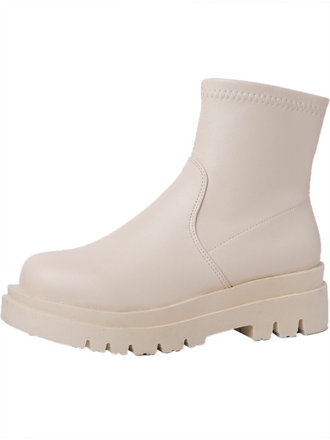 [Có Sẵn] Boots trơn cổ ngắn Ulzzang gót cao 5cm da mềm không khoá | BigBuy360 - bigbuy360.vn