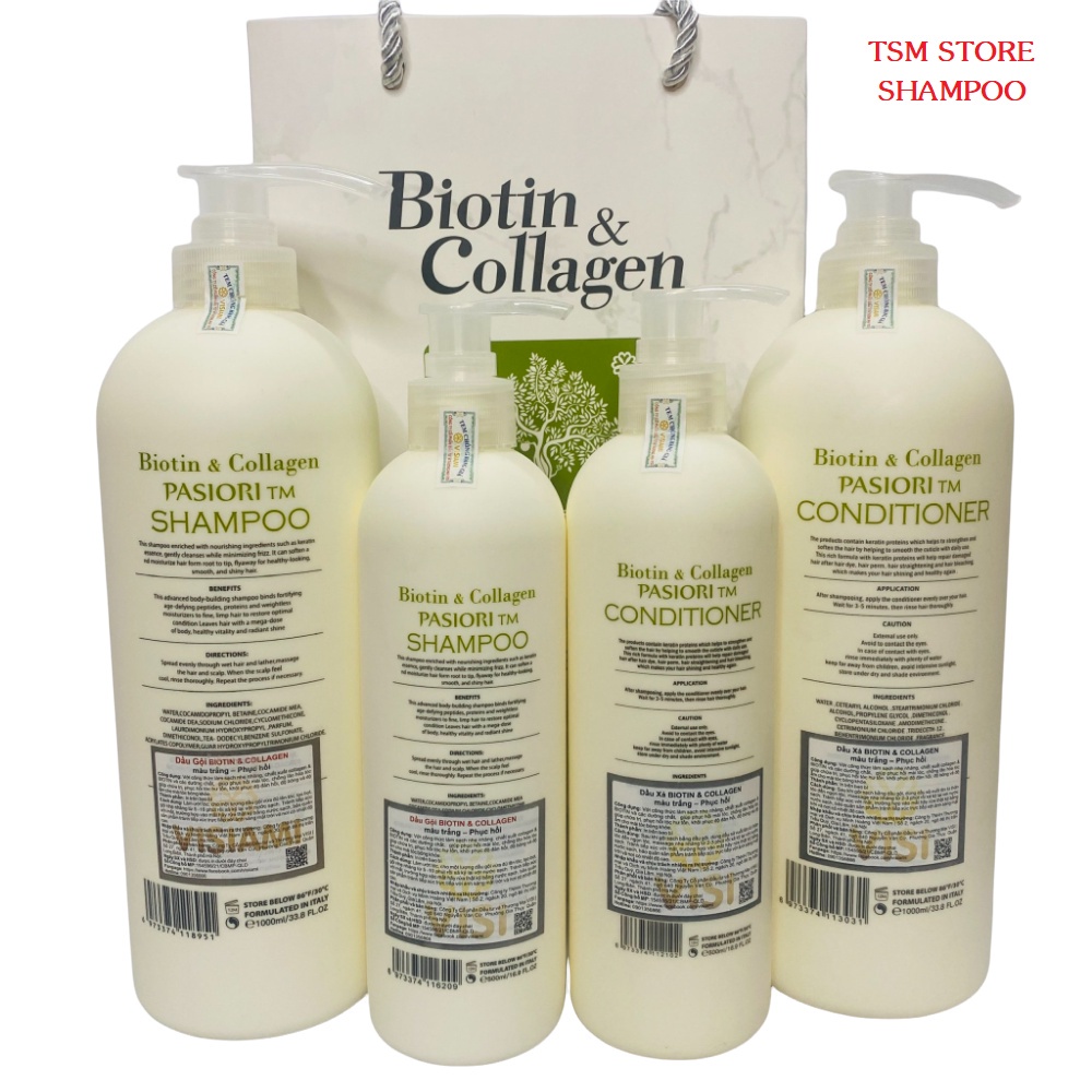 DẦU GỘI XẢ BIOTIN COLLAGEN NEW 1000ML SIÊU MỀM MƯỢT CHO TÓC KHÔ  Ý