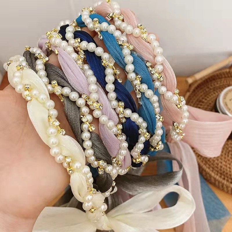 Băng Đô Cài Tóc Đính Nơ Ruy Băng Xinh Xắn Cho Nữ