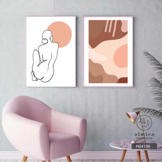 🐬 Bộ tranh treo nội thất cô gái tone màu nâu siêu đẹp- Tặng kèm đinh treo tường 3 chân [H041]