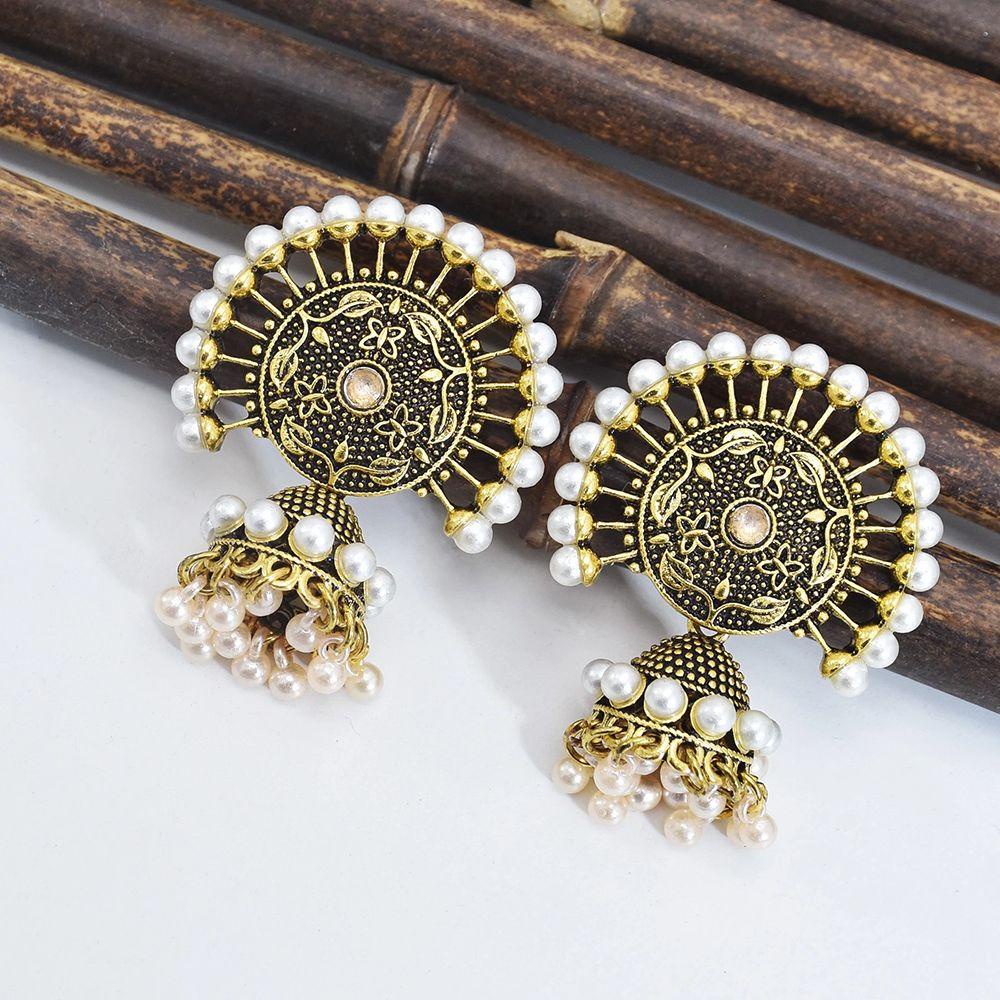 Bông Tai Đính Đá Phong Cách Bohemian Ấn Độ Sang Trọng