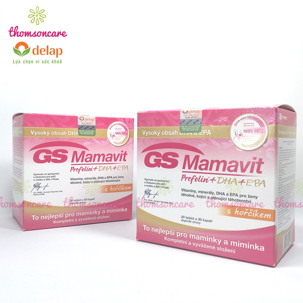 Vitamin tổng hợp cho bà bầu GS Mamavit Có DHA và EPA cho phụ nữ mang thai và cho con bú Hộp 60 viên Gsmamavit