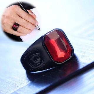 Nhẫn Thép Không Gỉ Đính Mặt Đá Ruby Thời Trang Dành Cho Nam