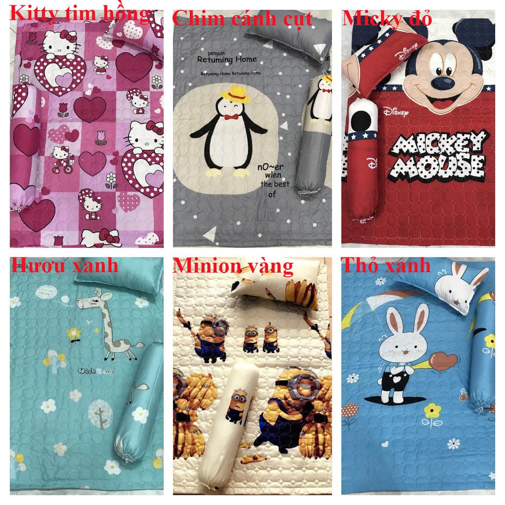 [Free ship-Xả kho cắt lỗ]Set chăn gối cho bé 5 món,sẵn hàng tp HCM,chát chọn mẫu-hello kitty ôm dâu