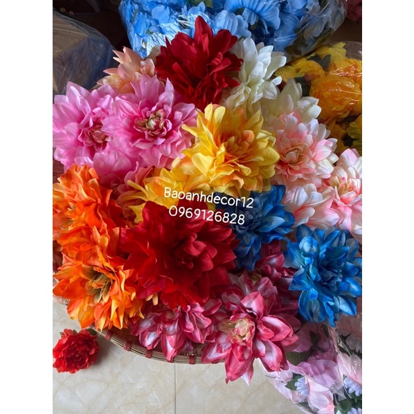 (Size Đại) Đầu bông hoa thược dược lụa cao cấp-trang trí,decor ,làm oản