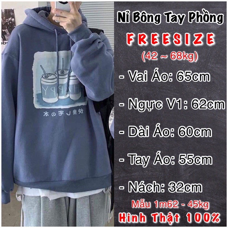 Áo Khoác Hoodie Nỉ Nam Nữ Form Rộng Tay Bồng Nỉ Bông Dày Dặn Hàng QC Áo Hoodie Nam Sweater Nữ in HAPPY - AK3406 | BigBuy360 - bigbuy360.vn