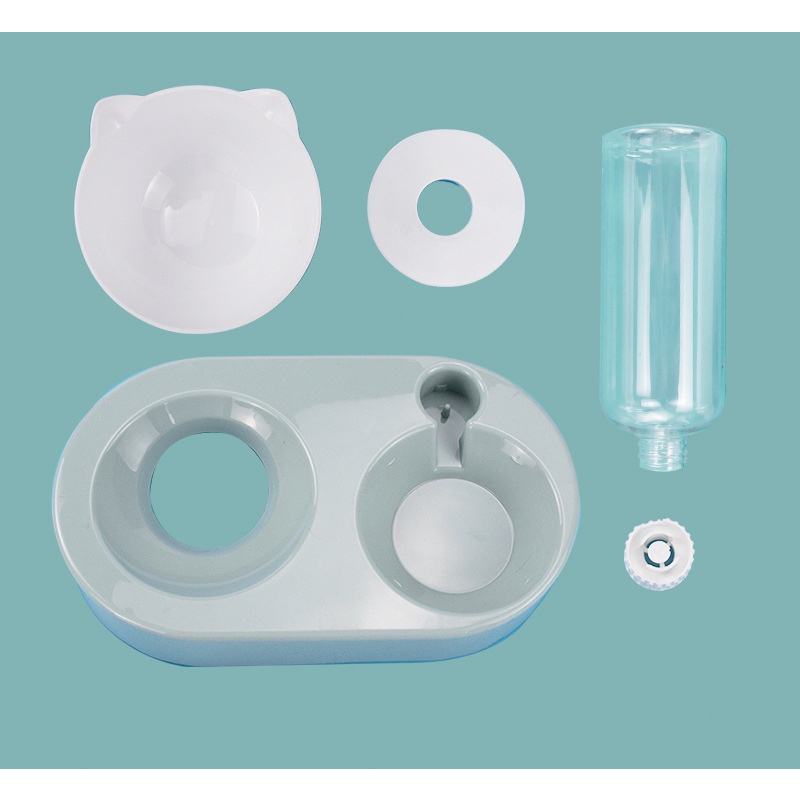 Bát/Chén ăn nghiêng kết hợp bình uống nước tự động cho chó mèo