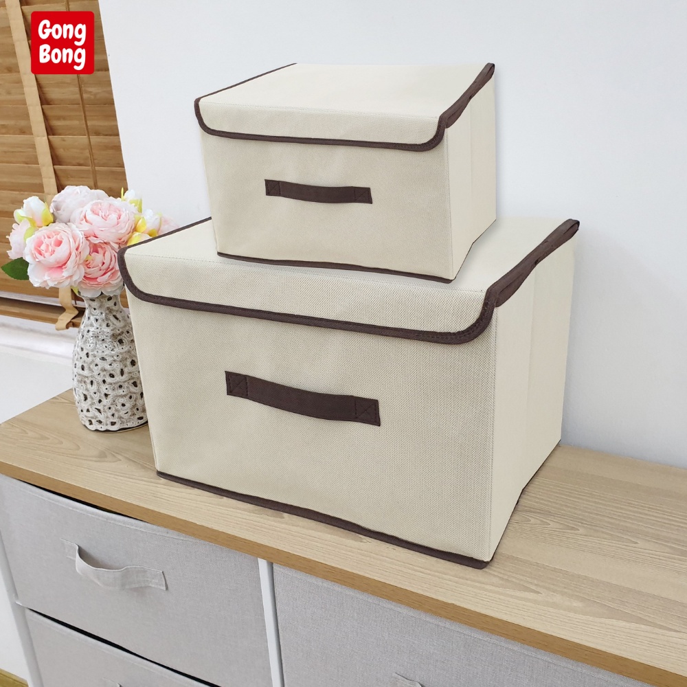 Hộp vải đựng đồ quần áo gấp gọn có nắp đậy khung cứng giữ form không mùi hôi 8l 18l gọn nhà hàng VNXK