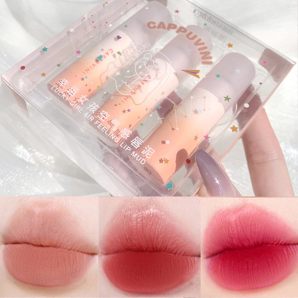 Set 3 Son Môi Lì Chống Thấm Nước Thương Hiệu Cappuvini