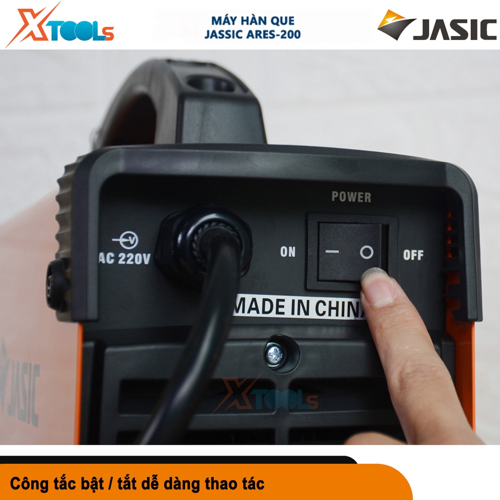 Máy hàn que Jasic ARES-200, máy hàn TIG quẹt, dòng hàn 10A - 200A, đường kính que 1.5mm - 5.0mm [CHÍNH HÃNG][XTOOLS]
