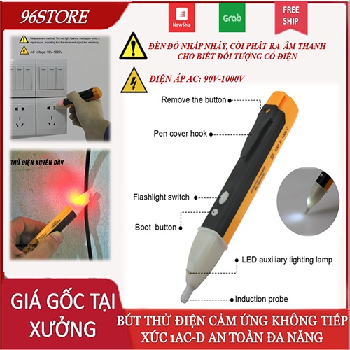 Bút Thử Điện Cảm Ứng Không Cần Tiếp Xúc 1AC-D Có Đèn Led Thông Minh, Đa Năng