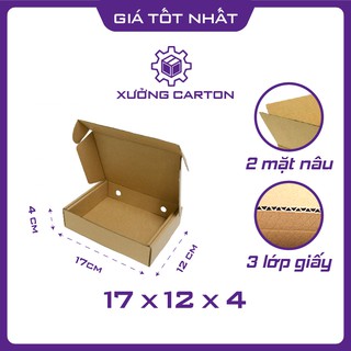 17x12x4 - 50 hộp carton nắp gài hông có lỗ