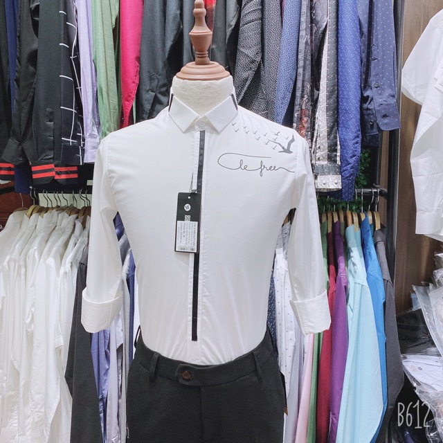 Sơ mi hoạ tiết siêu đẹp, áo sơ mi trắng nam hàng cao cấp