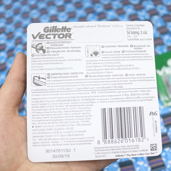 Lưỡi dao cạo râu Gillette Vector 1 vỉ 2 lưỡi chính hãng