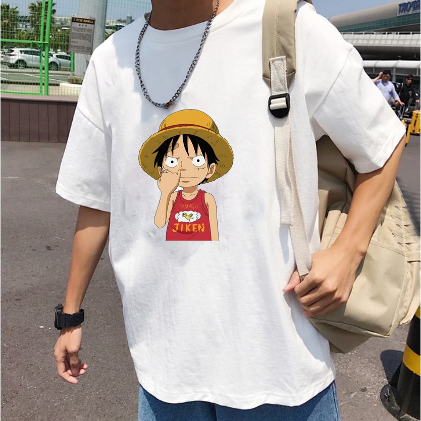 Áo Thun Nam nữ Tay Lỡ Unisex Luffy OnePiece NGOÁI MŨI SIÊU DỄ THƯƠNG