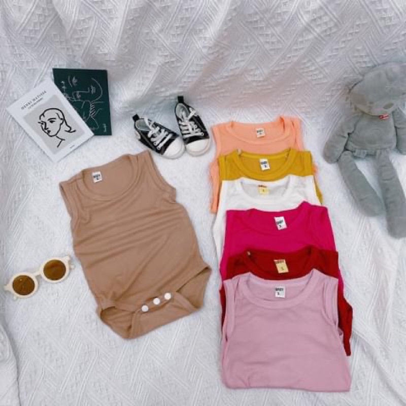Bộ body chip Sát nách chất Tăm Lạnh siêu mềm mát bodysuit đồ liền thân quần áo sơ sinh cho bé 0-12M