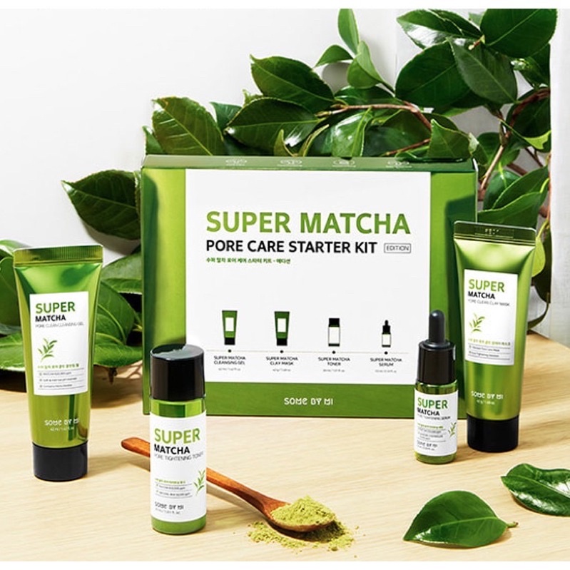 Bộ kit chăm sóc da se khít lỗ chân lông Some By Mi Super Matcha Pore Care Starter Kit 4 sản phẩm