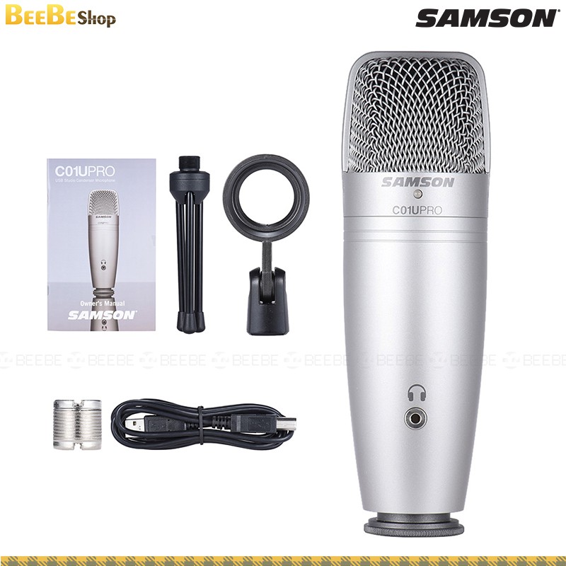 SAMSON C01u Pro - Micro USB Thu Âm Chuyên Nghiệp, Tích Cổng Tai Nghe Kiểm Âm, Có Chân Đế Và Cáp USB