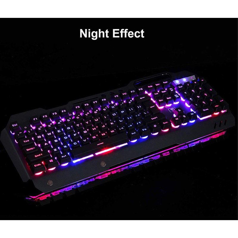 Bộ bàn phím chuột kèm lót chuột size lớn gaming, phím chuột có đèn LED đổi màu nhiều chế độ khác nhau, K618+V6+ Lót To