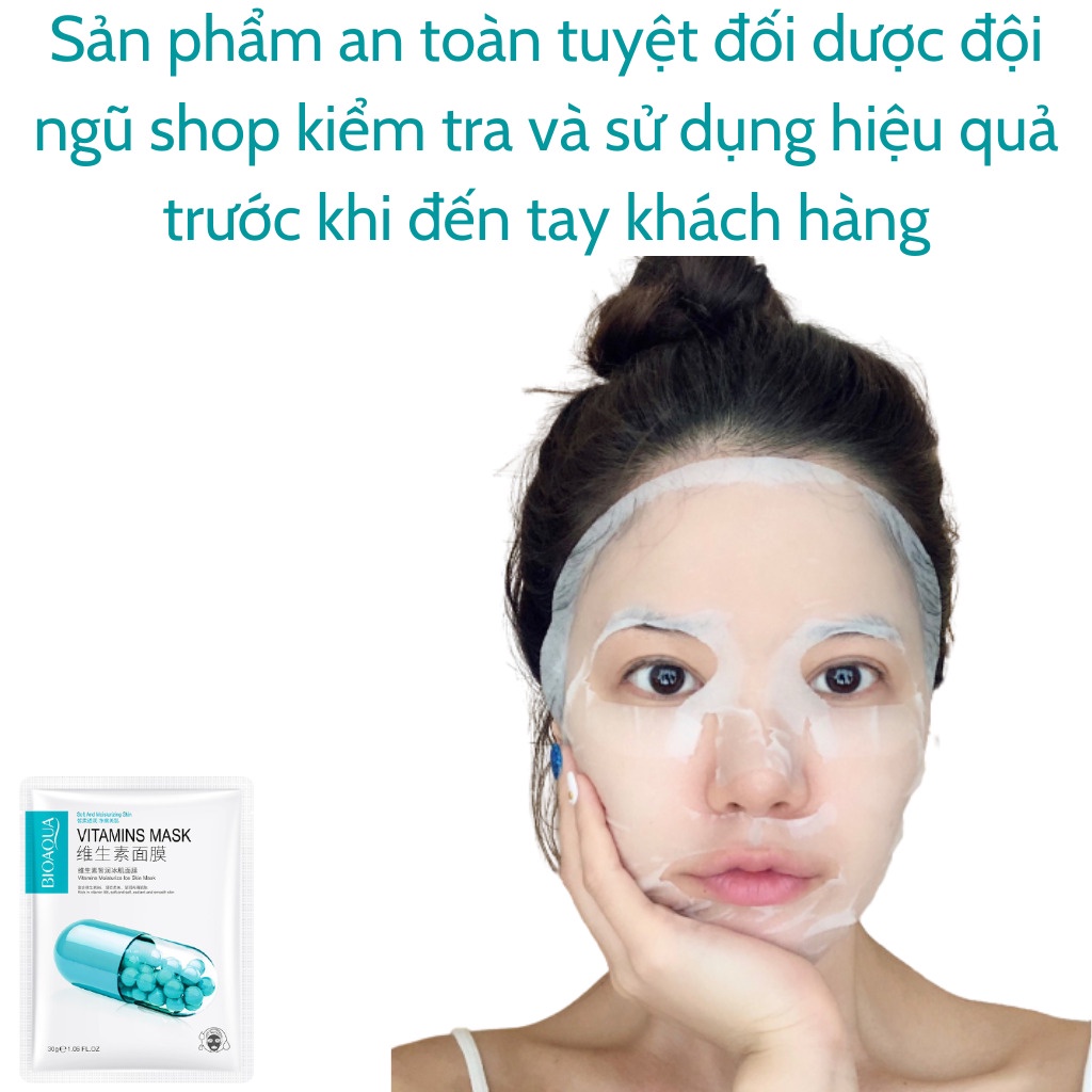 Mặt nạ giấy dưỡng trắng da VITAMIN cấp ẩm nước da dầu giảm mụn BIOAQUA mask nội địa trung