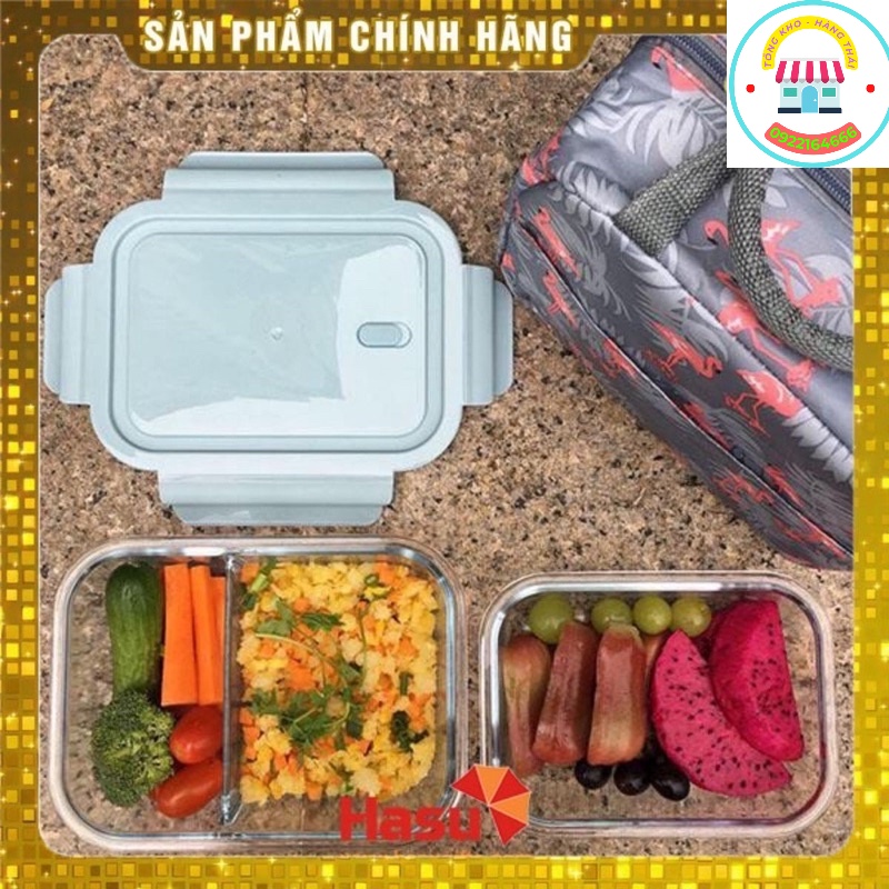 Hộp Thố Thuỷ Tinh Chia Ngăn Cao Cấp,Có Nắp Đậy ,Dùng Được Trong Lò Vi Sóng, 2 Ngăn 3 Ngăn Tiện Ích