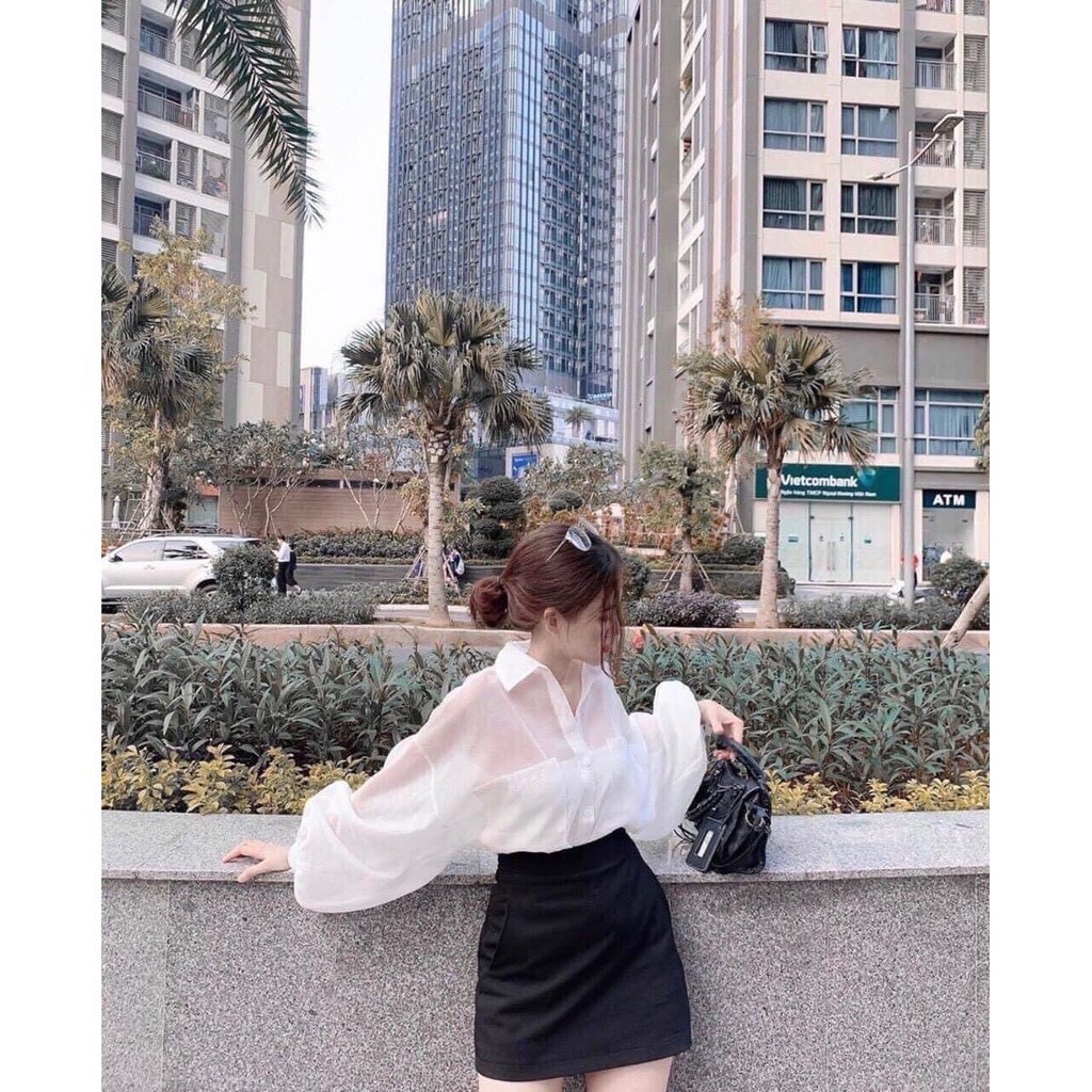 Sét váy váy 2 dây ôm sát  và áo choàng sơ mi trắng  thời trang dành cho các nàng